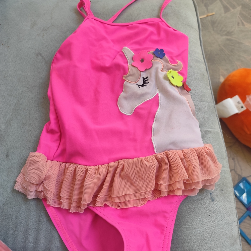 Pink Unicorn Swimsuit with Ruffle